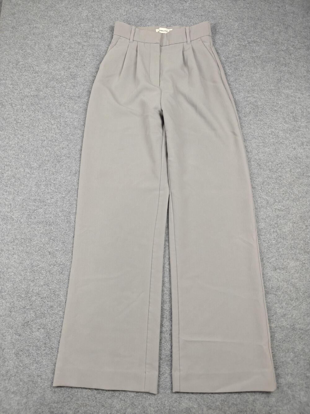 Abercrombie & Fitch Pants Womens 4 Gray Wide-Leg Pleated Belted Stretch
